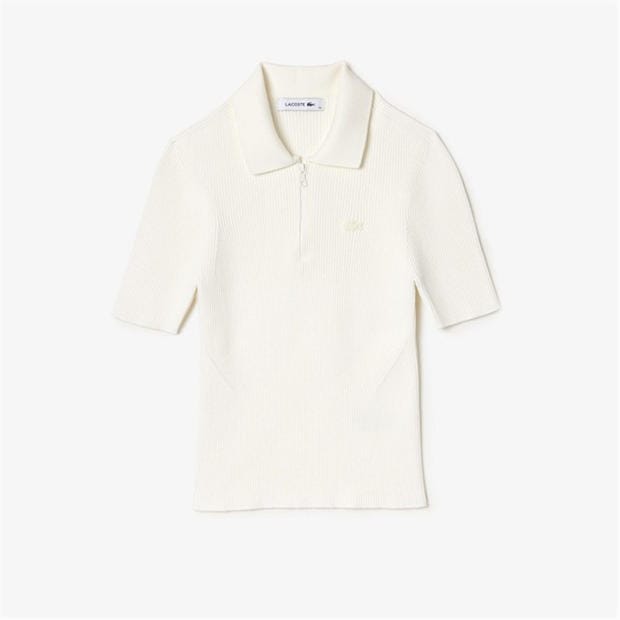 Бяло - Lacoste - Zip Neck Rib Knit Polo Shirt