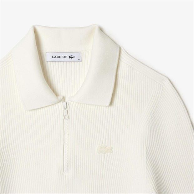 Бяло - Lacoste - Zip Neck Rib Knit Polo Shirt