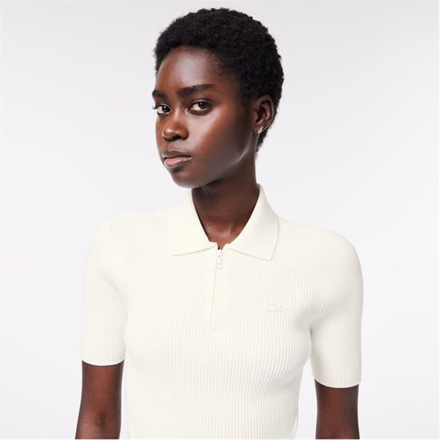 Бяло - Lacoste - Zip Neck Rib Knit Polo Shirt