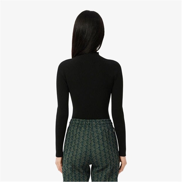 Черно - Lacoste - High Neck 3D Rib Knit Sweater