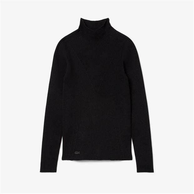 Черно - Lacoste - High Neck 3D Rib Knit Sweater
