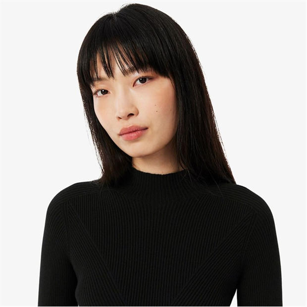 Черно - Lacoste - High Neck 3D Rib Knit Sweater