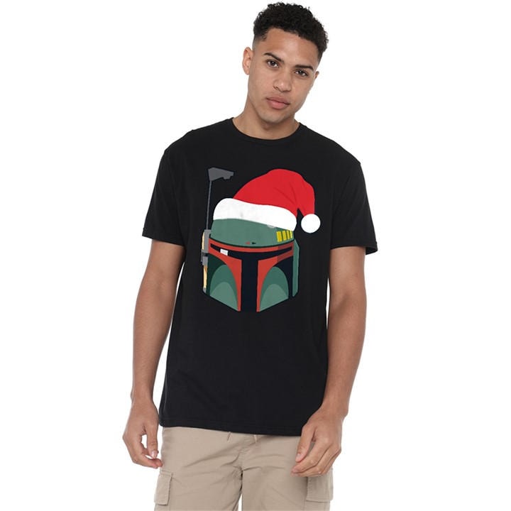 Star Wars Men's Black Boba Fett Christmas Santa Hat T-Shirt B in Size 5XL, Sports Direct
