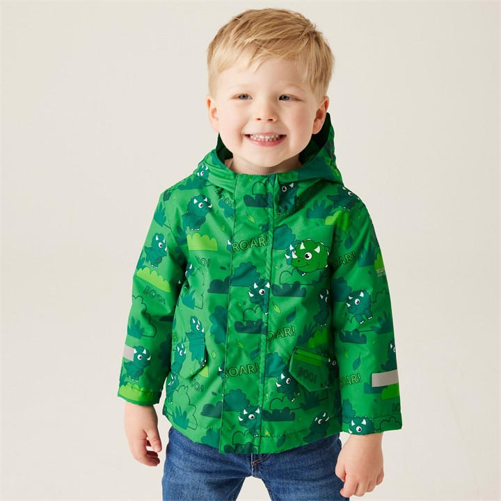 Regatta  Kids Green Animal Rainy Day Waterproof Insulated Jacket in Size L, Sports Direct