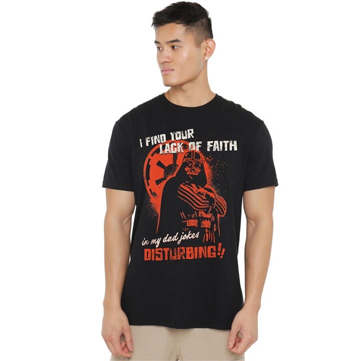 Star Wars Men' Black Vader Dad Jokes Disturbing T-Shirt Blac in Size S, Sports Direct