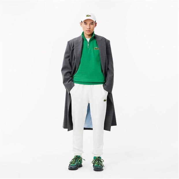Зелено - Lacoste - Loose Fit Zip Neck Badge Accent Sweatshirt