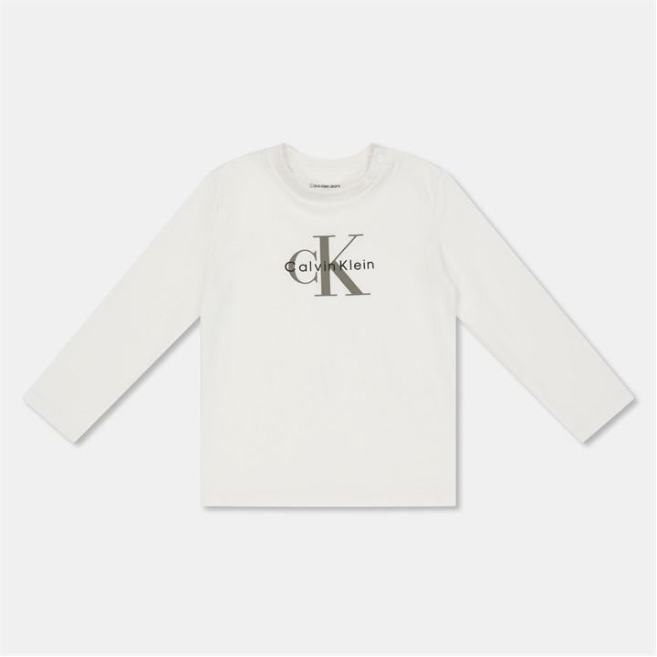 Calvin Klein Jeans  Kids White Monogram Long Sleeve T-Shirt, Sports Direct