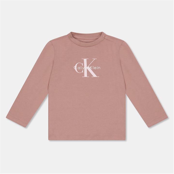 Calvin Klein Jeans  Kids Pink Monogram Long Sleeve T-Shirt, Sports Direct