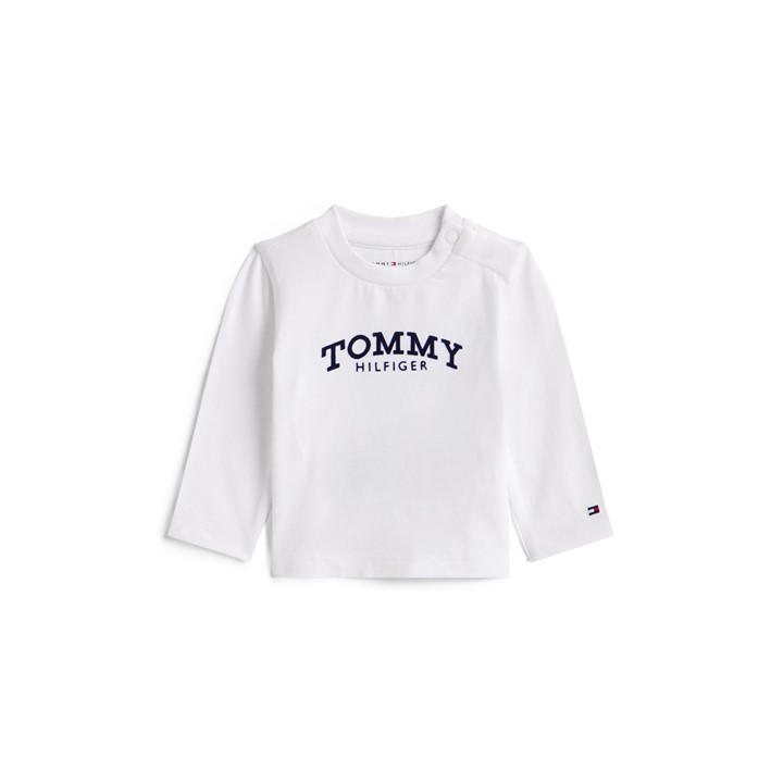 Tommy Hilfiger  Kids White ' Mono Long Sleeve T-Shirt in Size 6 - 12 Months, Sports Direct
