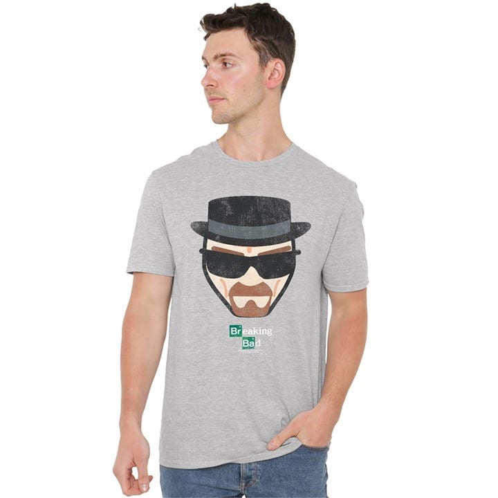Breaking Bad Men' Grey Heisenberg Face T Shirt Athletic Hea in Size S, Sports Direct