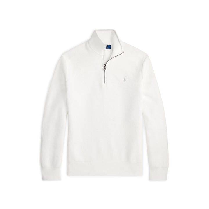 Polo Ralph Lauren Men' White Quarter-Zip Jumper in Size S, Sports Direct