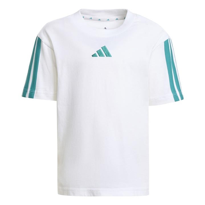 Adidas  Kids White 3S Essentials T Shirt  in Size 5 - 6 Years, Sports Direct