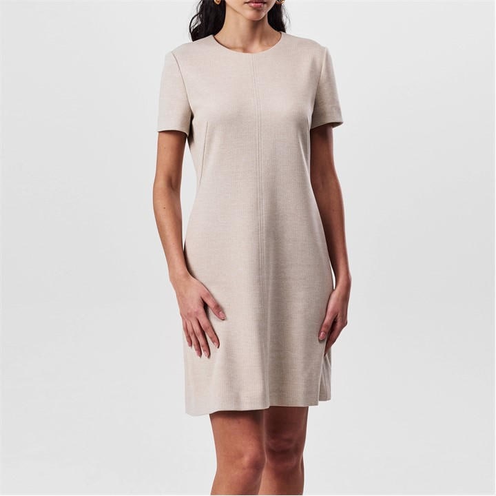 Boss Women's Cream Donalara Luxurious Viscose Blend Dress in Size 12, Sports Direct