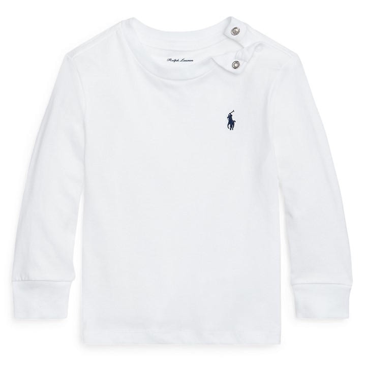 Polo Ralph Lauren Boys White Baby Long Sleeve T Shirt in Size Baby (3 - 6 Mths), Sports Direct