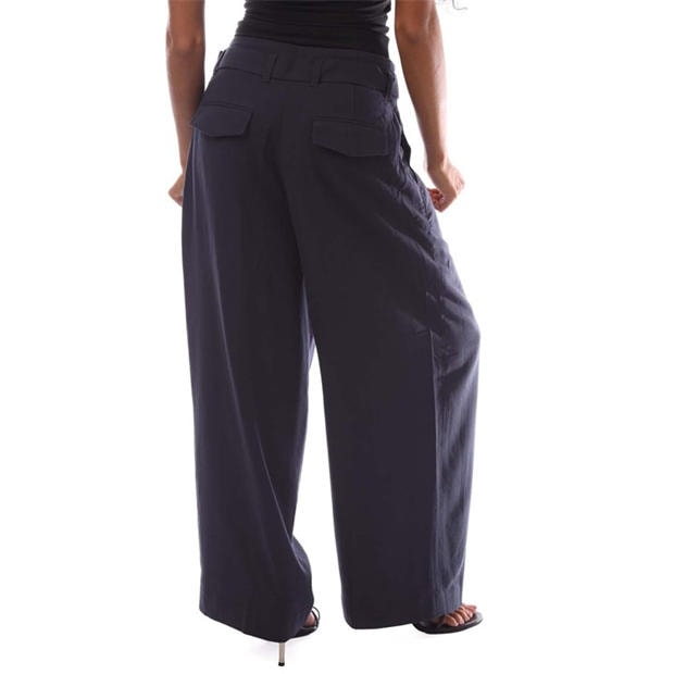 Blue - Gant - Wide Cropped Belted Pants