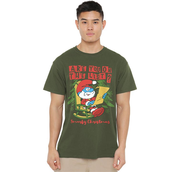 Men's Green Other Smurfs Christmas Papa Smurf Are You On The List T in Size 3XL, Sports Direct