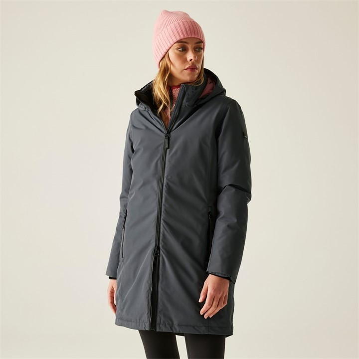 Regatta Women's Grey Marron Long Length Insulated Waterproof Jacket in Size 18, Sports Direct