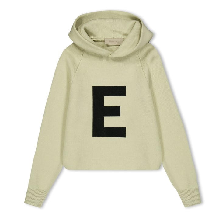 Fear Of God Essentials  Kids Beige ' Big E Knitted Overhead Hoodie in Size 6 - 7 Years, Sports Direct