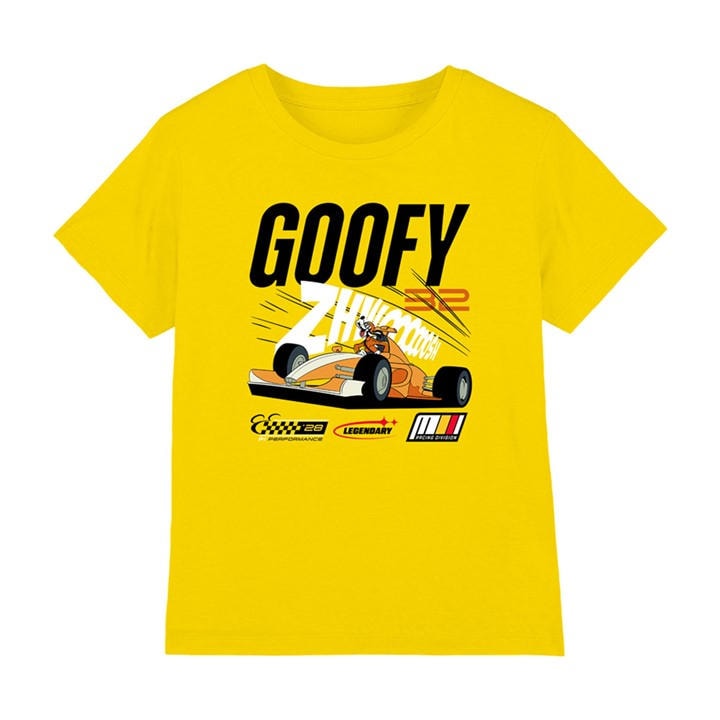 Disney Boys Yellow Goofy Racing Car Kids T-Shirt, Sports Direct