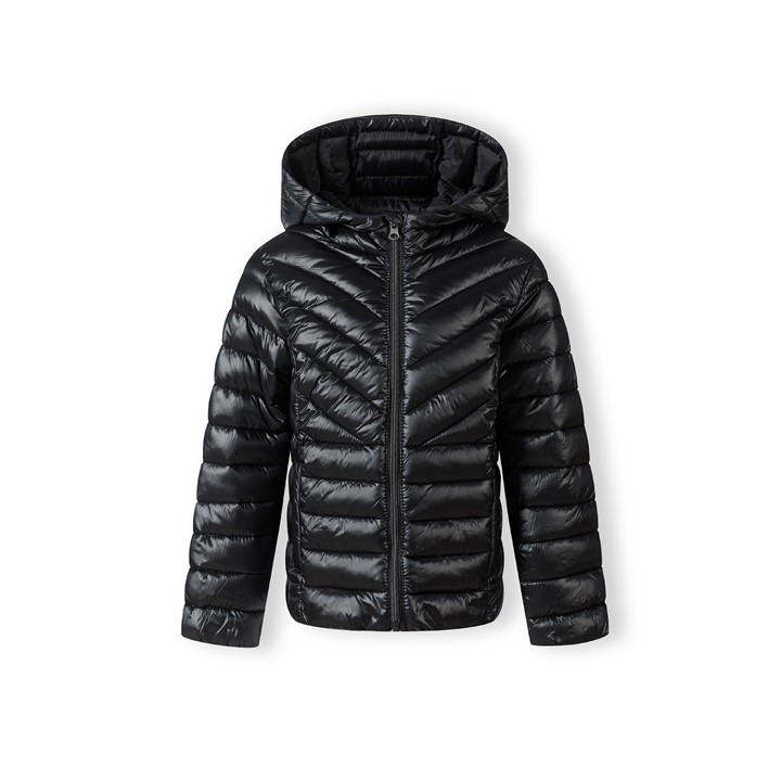 Minoti Girls Black Quilted Hooded Jacket Zip Fastening in Size 6 - 7 Years, Sports Direct