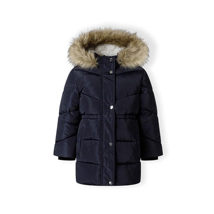 Minoti Girls Blue Winter Coat With Padded Hood Navy in Size 6 - 7 Years, Sports Direct