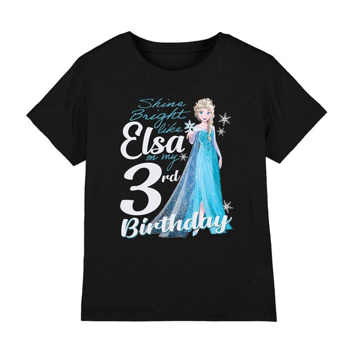 Frozen Boys Black Bright Like Elsa 3Rd Birthday T-Shirt, Sports Direct