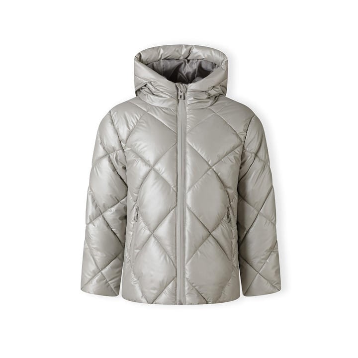 Minoti Girls Silver Quilted Jacket With Hood And Zip Pockets in Size 6 - 7 Years, Sports Direct