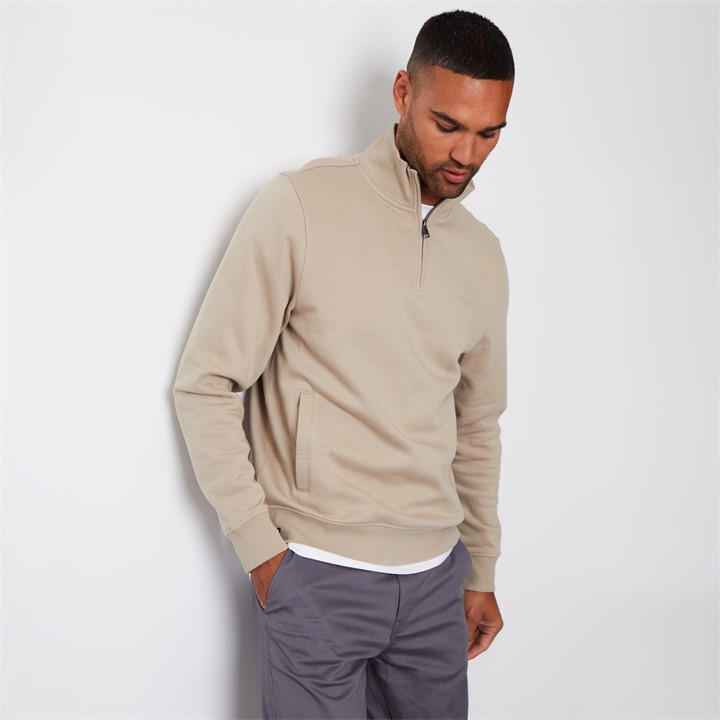 Threadbare quarter Zip Neck Sweatshirt - Beige
