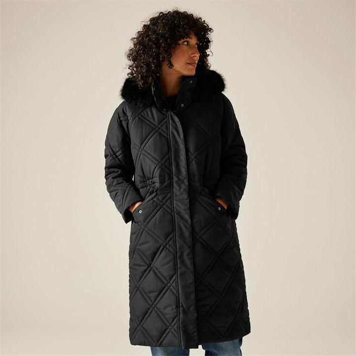 Regatta Women's Black Freyla Water Resistant Insulated Quilted Jacket in Size 18, Sports Direct