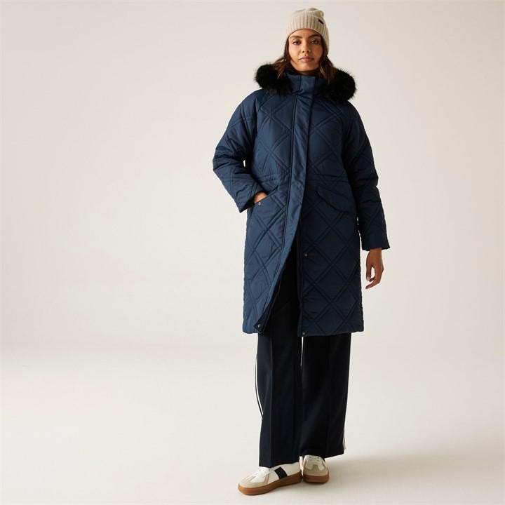 Regatta Women's Bleu Long Hooded Down Jacket Freyla - Image 2