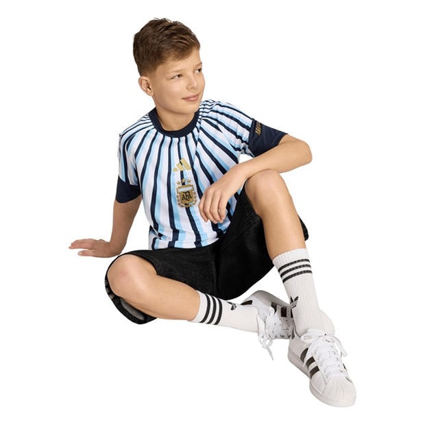 White/Blue - adidas - Kids Argentina 2026 Prematch Kit