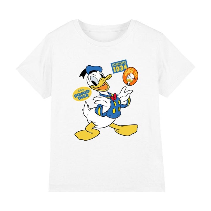Disney Boys White Donald Duck Badges Kids T-Shirt in Size 5 - 6 Years, Sports Direct