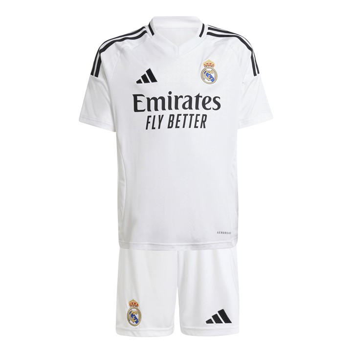 Adidas Unisex Kids White Real Madrid Home Minikit 2024 2025 Juniors Size 13