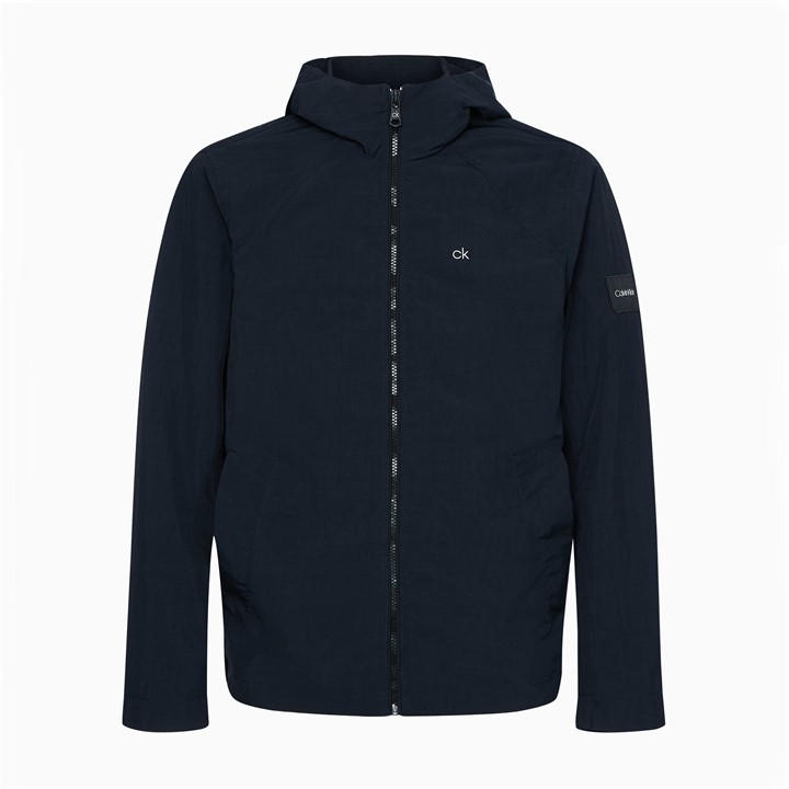Calvin Klein Jeans Men' Black Hooded Windbreaker in Size S, Sports Direct