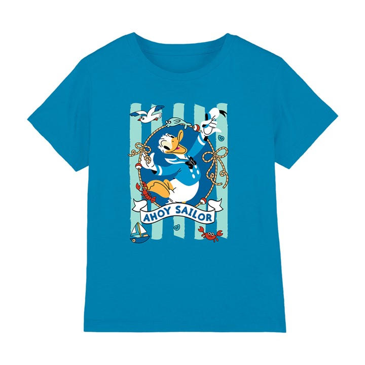 Disney Boys Blue Donald Duck Ahoy Sailor Kids T-Shirt Turquoise in Size 3 - 4 Years, Sports Direct