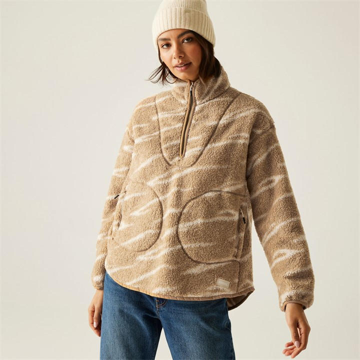 Regatta Women's Beige Frankie Borg Half Zip Fleece in Size 16, Sports Direct