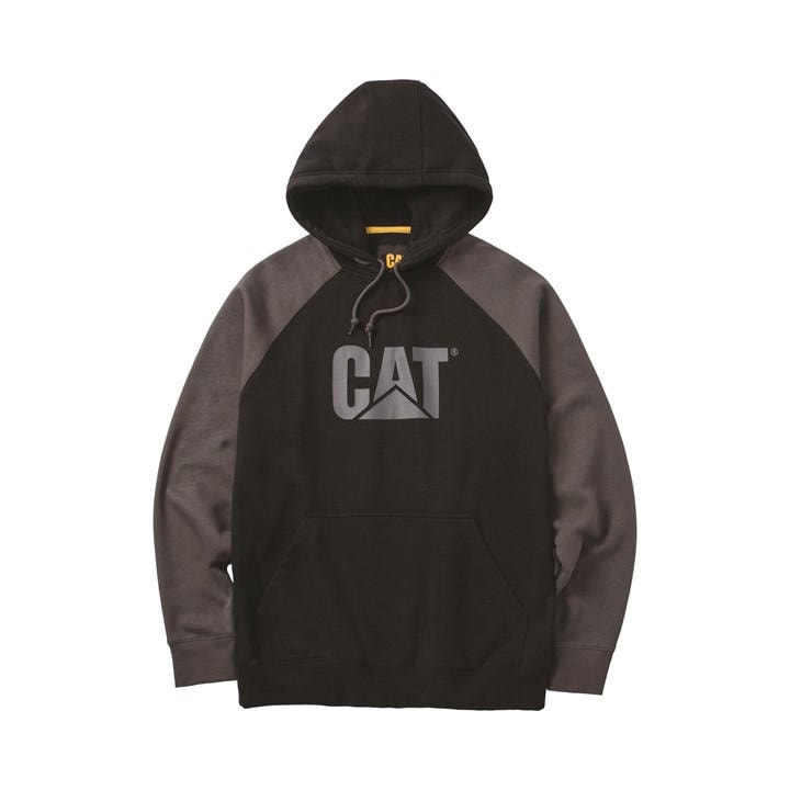 Caterpillar Men's Black Raglan Hooded Sweatshirt in Size Med, Sports Direct
