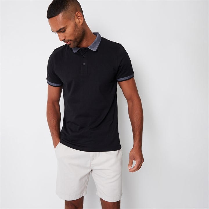 Threadbare Men's Black Birdseye Collar Cotton Jersey Polo Shirt in Size M, Sports Direct
