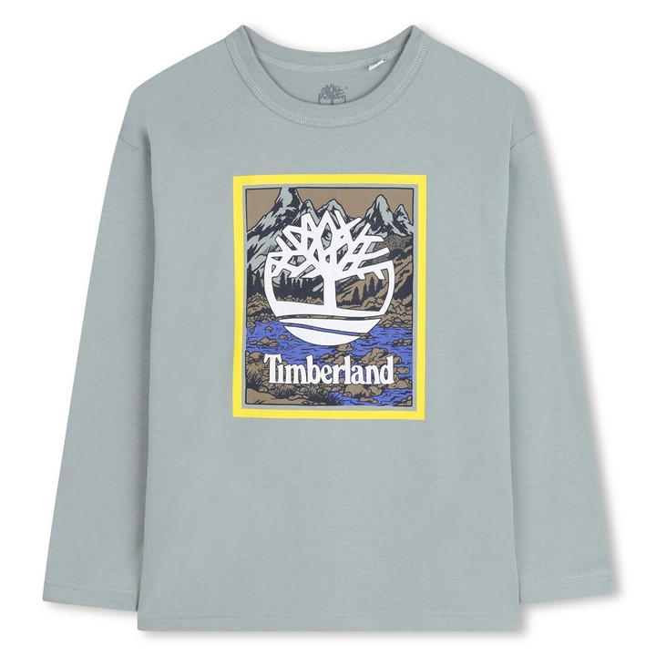 Timberland Boys Grey Kids' Timb Logo Long Sleeve T-Shirt, Sports Direct