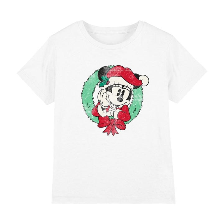 Minnie Mouse Boys White Christmas Wreath T-Shirt, Sports Direct