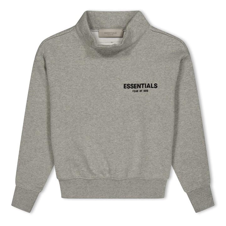Fear Of God Essentials  Kids Grey ' Mockneck Turtle Neck Jumper in Size 9 - 10 Years, Sports Direct