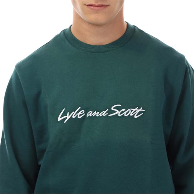 Green White - Lyle and Scott - Script Sweatshirt
