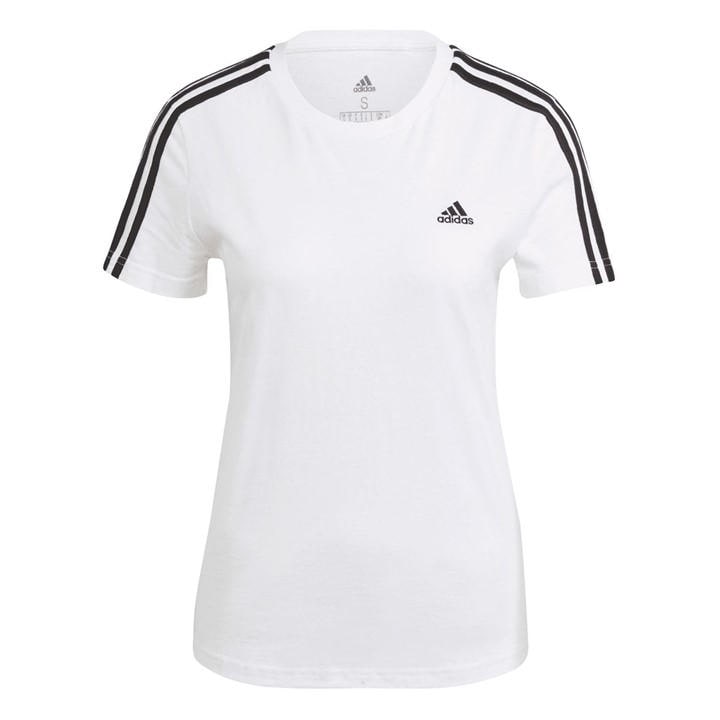 Adidas Women's White Essentials Slim 3-Stripes T-Shirt in Size 8, Sports Direct
