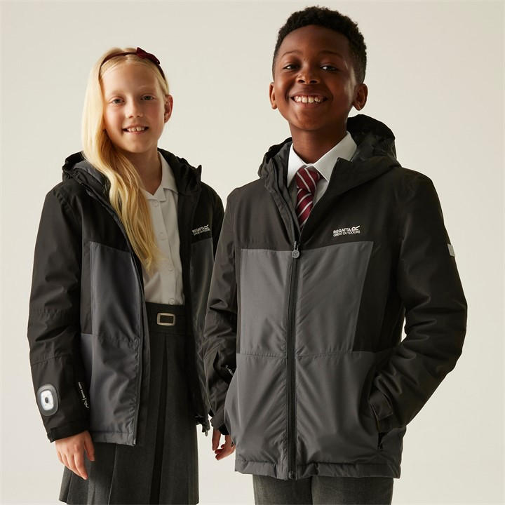 Regatta  Kids Black Kids' Beamz Waterproof Reflective Insulated Jacket in Size 10-11yrs, Sports Direct