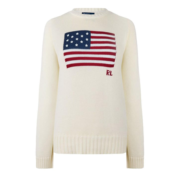 Polo Ralph Lauren Women's Cream Flag Knit Jumper in Size 6, Sports Direct