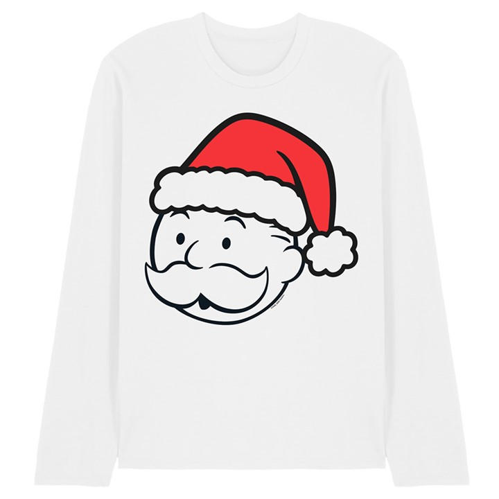Hasbro Men's White Monopoly Santa Hat Long Sleeve T-Shirt in Size M, Sports Direct
