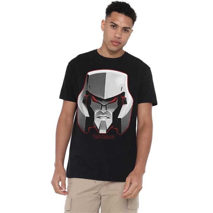 Hasbro Men's Black Transformers Generations Megatron Large Face T-Shi in Size 3XL, Sports Direct