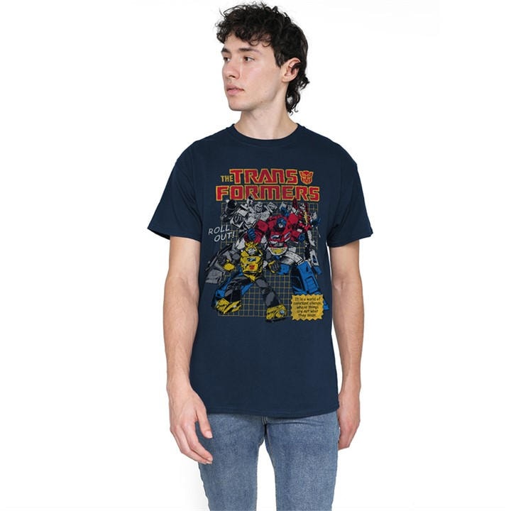 Hasbro Men's Blue World Roll Out T Shirt Navy in Size L, Sports Direct