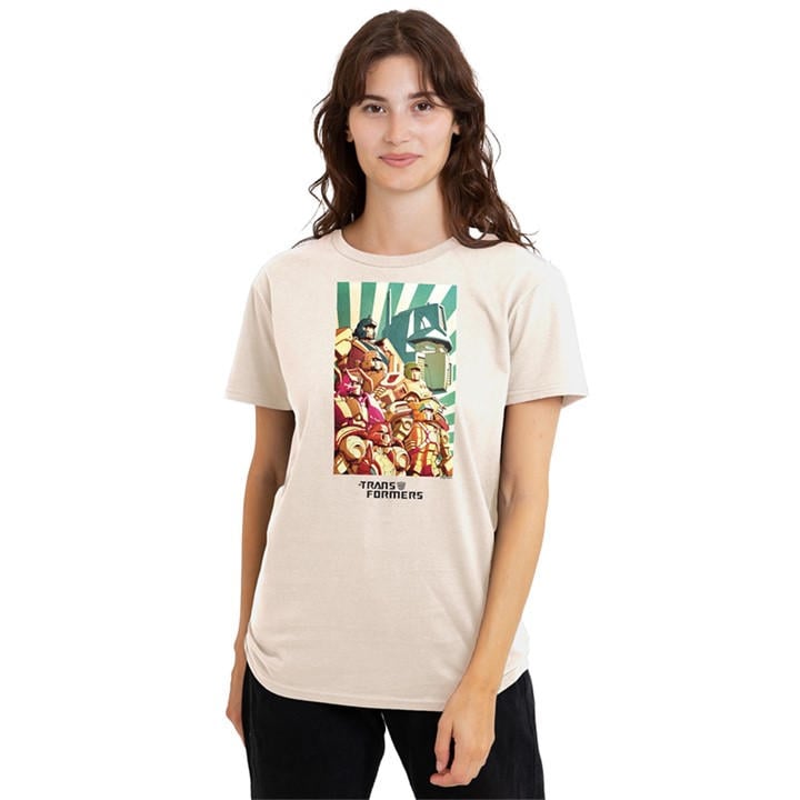 Hasbro Women's Beige Transformers Autobots Assemble T Shirt Natural, Sports Direct
