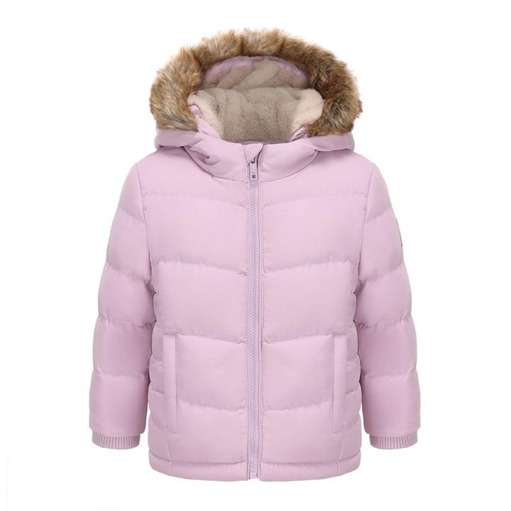 Soulcal Girls Purple Kids 2 Zip Bubble Hooded Long Sleeve Short Puffer Jacket in Size 3 - 4 Years, Sports Direct